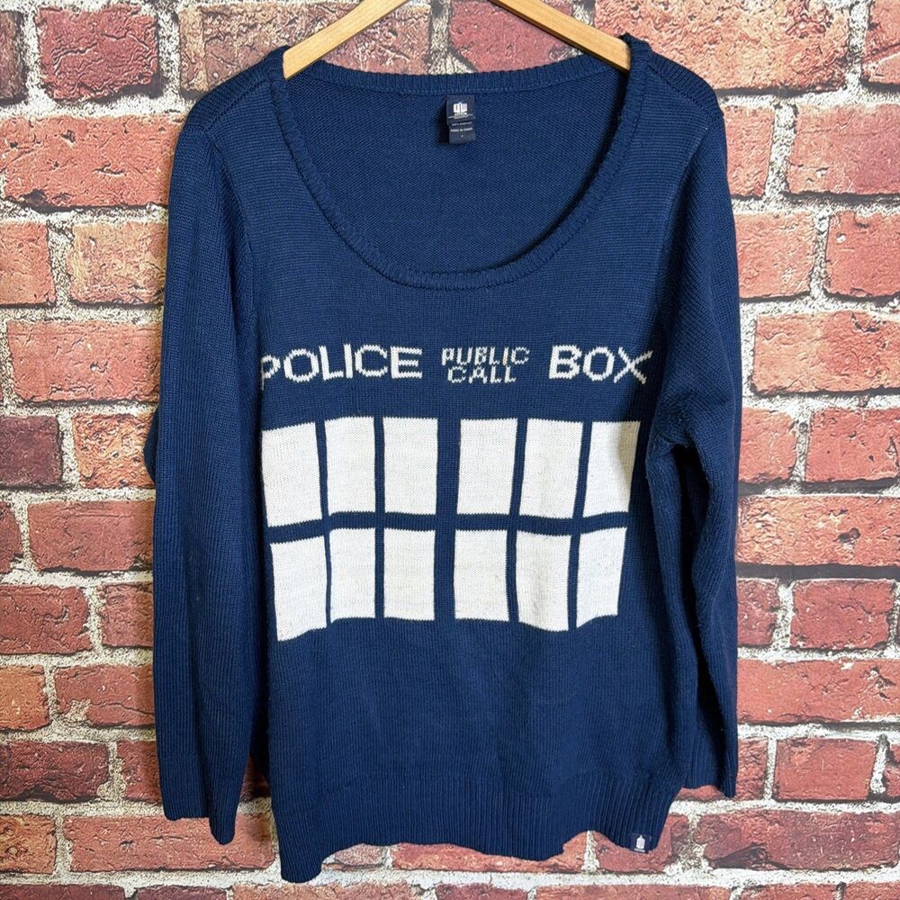 Torrid BBC Doctor Who Police Box Sweater Blue Size 2 2XL Womens Plus Size